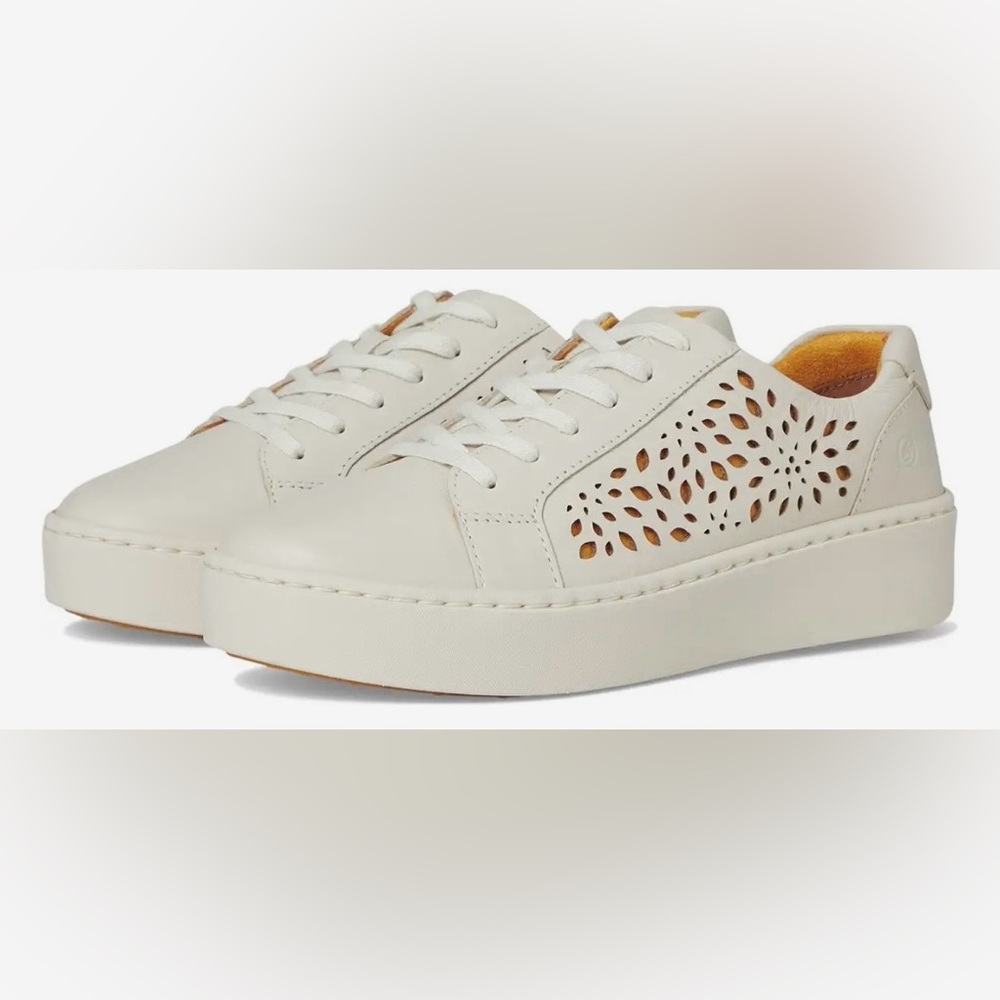 BORN MIRA LASER Sea Salt Laser Cut Leather Sneaker Womens 7.5, style BR0070701